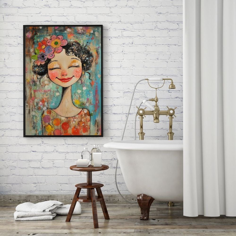 Floral Radiance – Whimsical Woman in Colorful Detail - Infusion Home