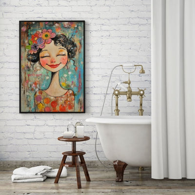 Floral Radiance – Whimsical Woman in Colorful Detail - Infusion Home