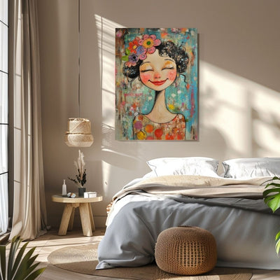 Floral Radiance – Whimsical Woman in Colorful Detail - Infusion Home