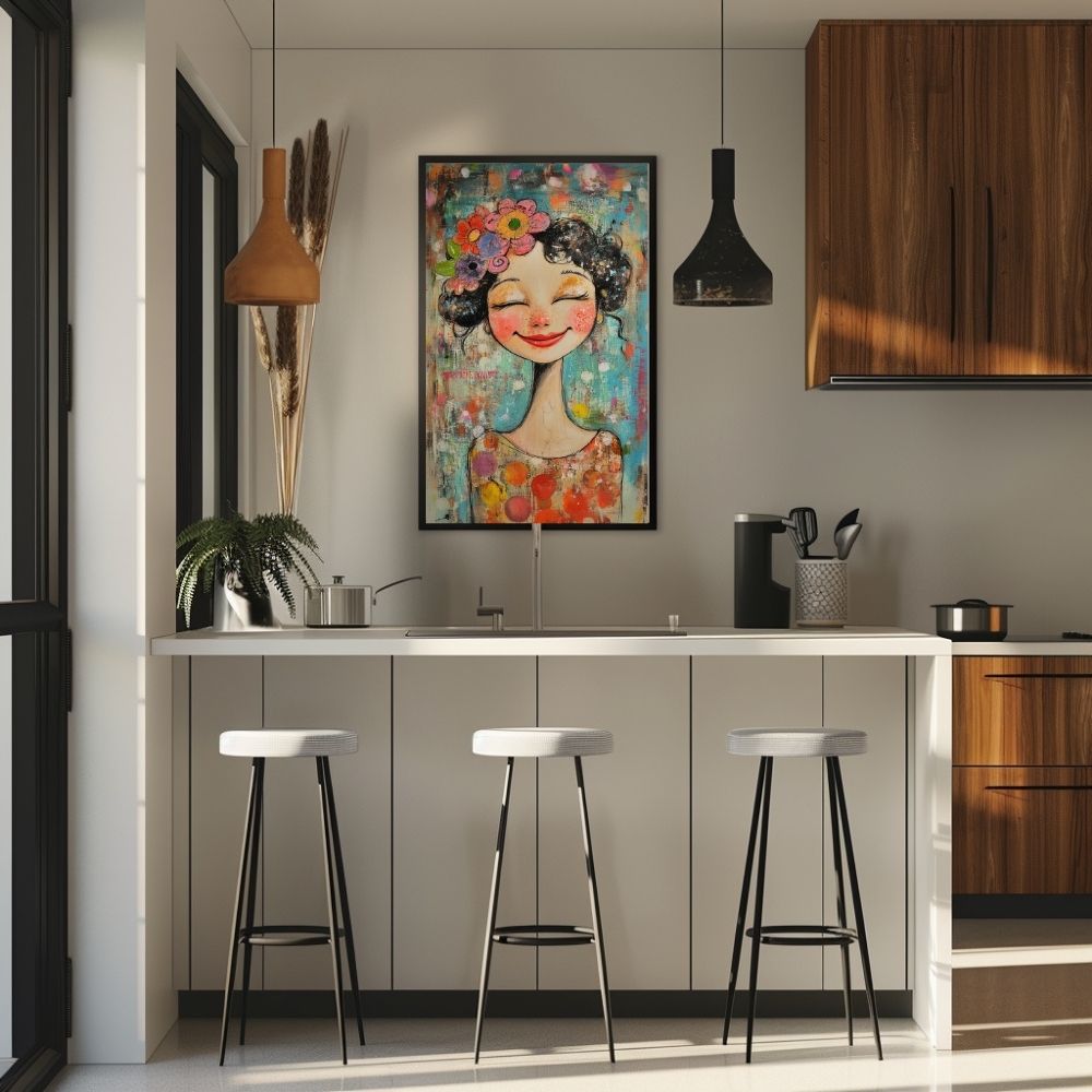 Floral Radiance – Whimsical Woman in Colorful Detail - Infusion Home