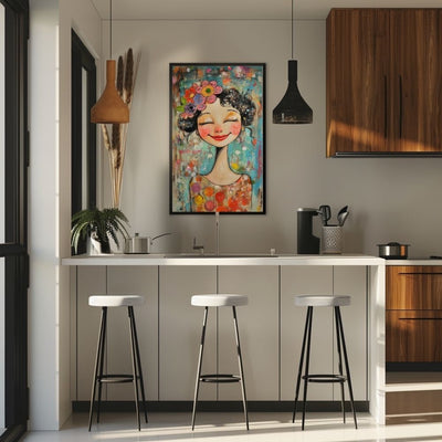 Floral Radiance – Whimsical Woman in Colorful Detail - Infusion Home