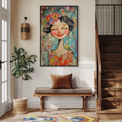 Floral Radiance – Whimsical Woman in Colorful Detail - Infusion Home