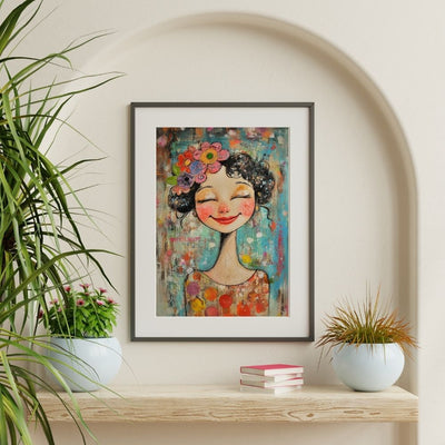 Floral Radiance – Whimsical Woman in Colorful Detail - Infusion Home