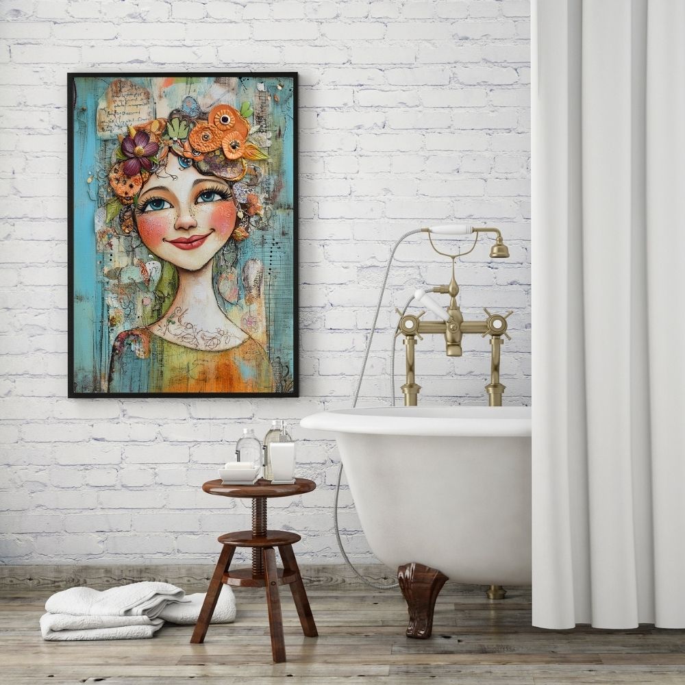 Floral Whimsy – Abstract Woman Portrait with Bold Details - Infusion Home