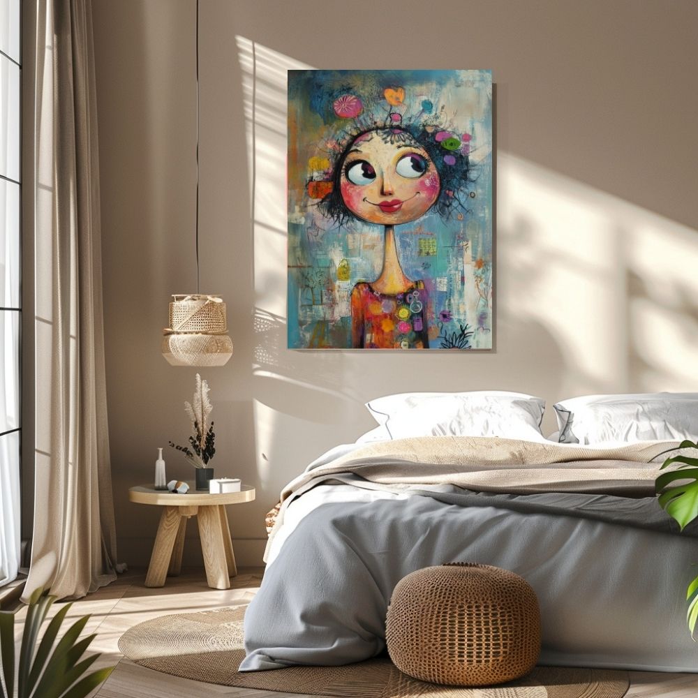 Happy Vibrance – Whimsical Art of a Cheerful Woman - Infusion Home