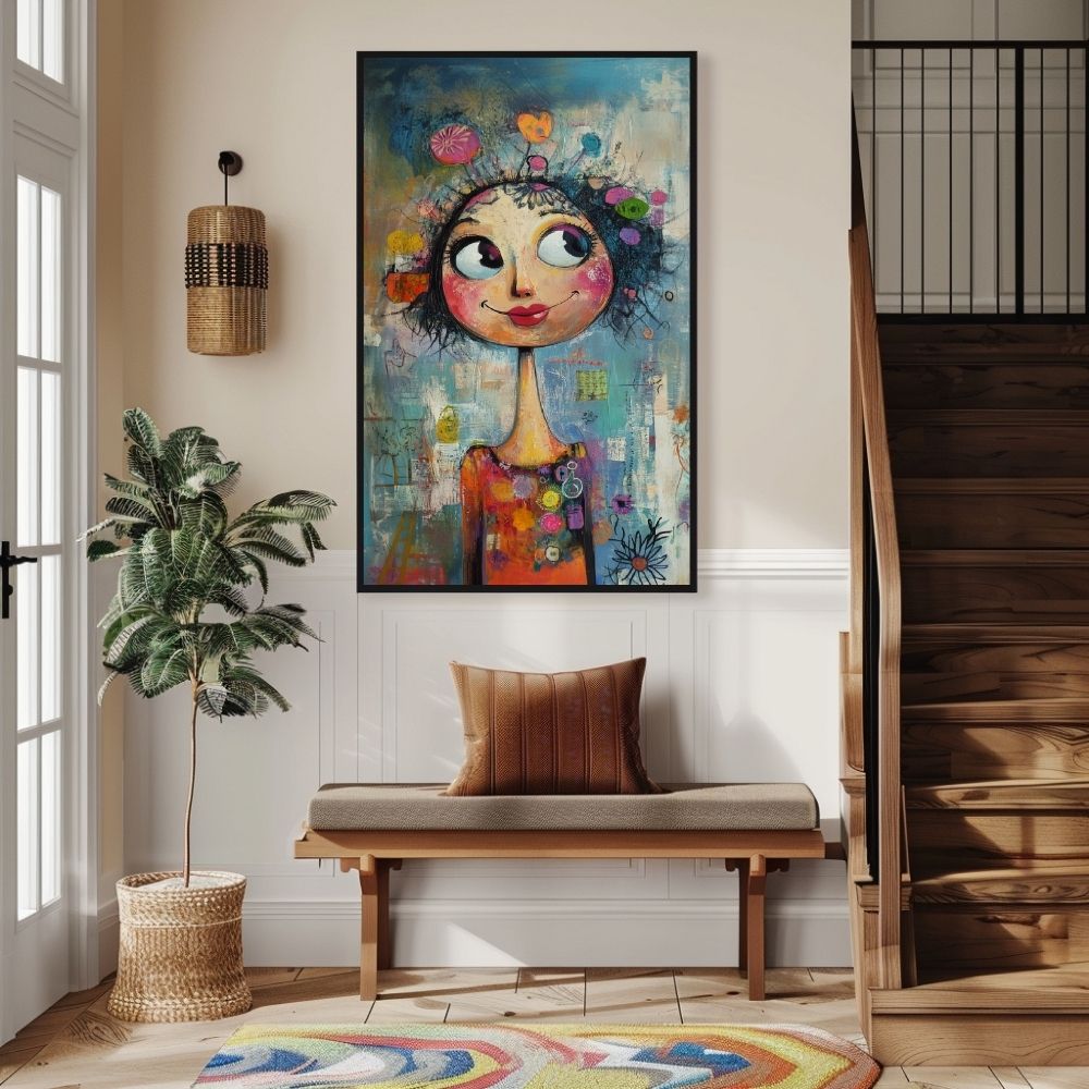 Happy Vibrance – Whimsical Art of a Cheerful Woman - Infusion Home