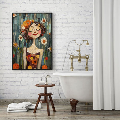 Lively Portrait – Whimsical Floral Art of a Woman - Infusion Home