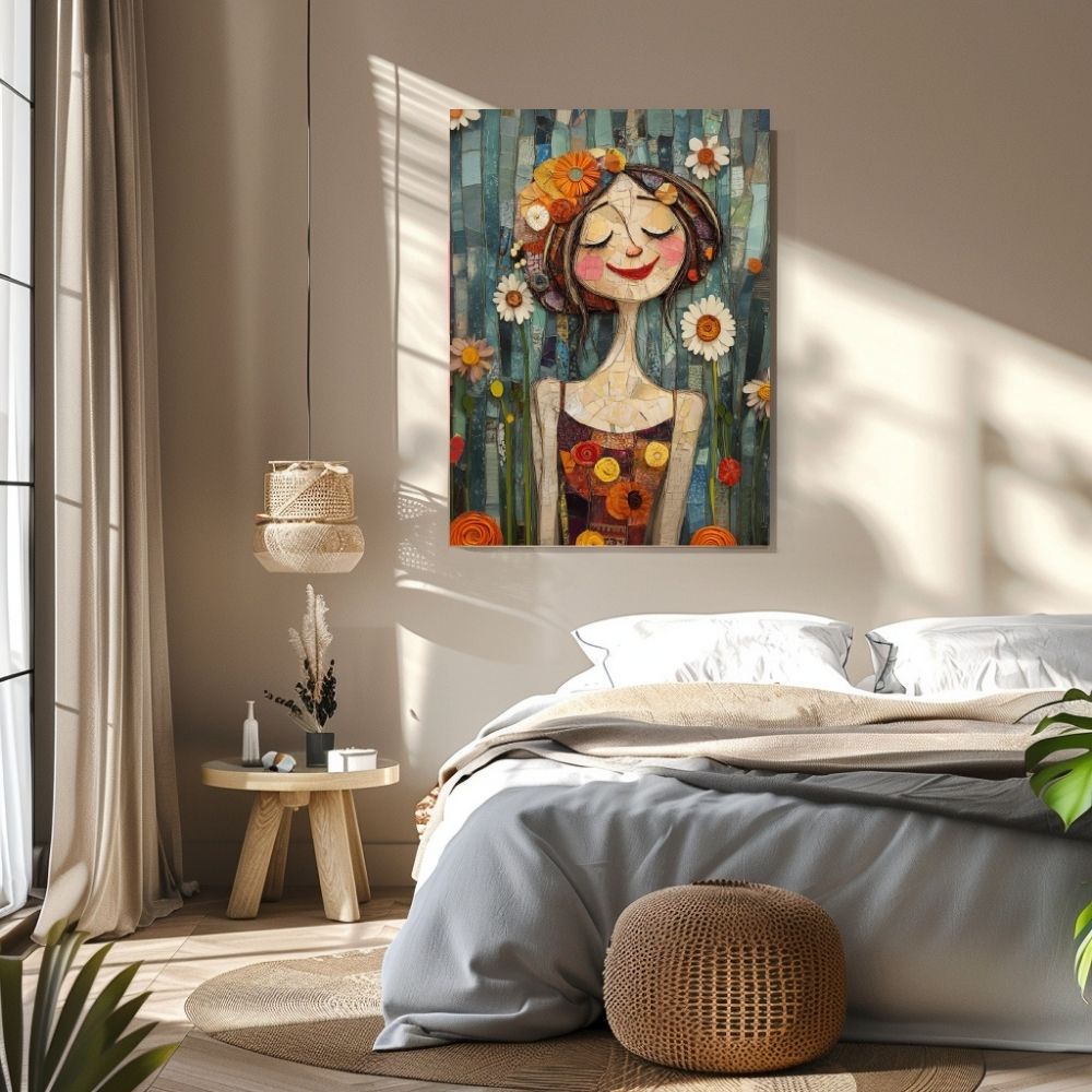 Lively Portrait – Whimsical Floral Art of a Woman - Infusion Home