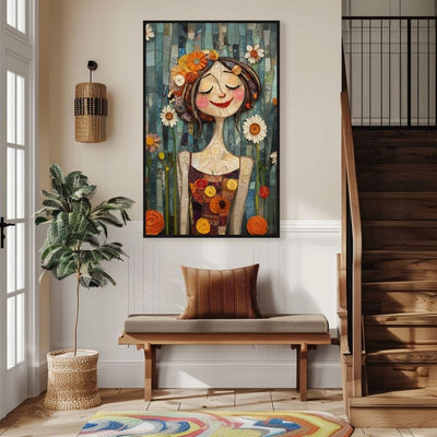 Lively Portrait – Whimsical Floral Art of a Woman - Infusion Home