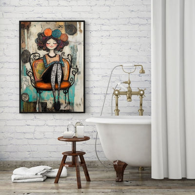 Mixed Media Delight – Whimsical Woman Portrait Art - Infusion Home