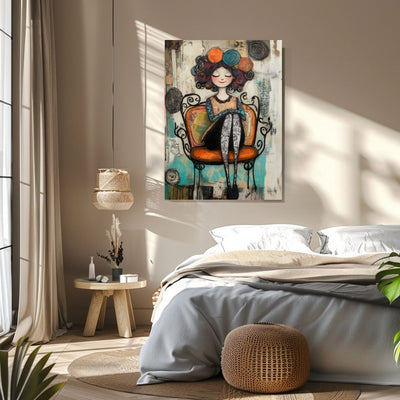 Mixed Media Delight – Whimsical Woman Portrait Art - Infusion Home