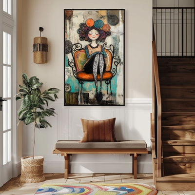 Mixed Media Delight – Whimsical Woman Portrait Art - Infusion Home