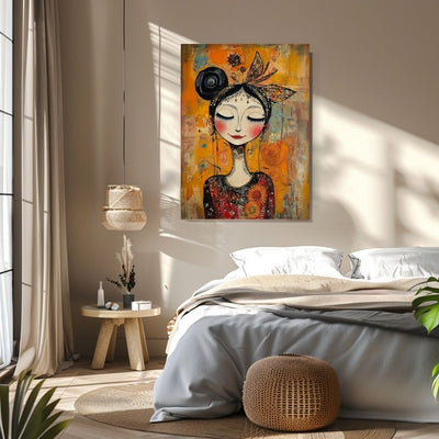 Quirky Elegance – Whimsical Woman Portrait with Artistic Flair - Infusion Home