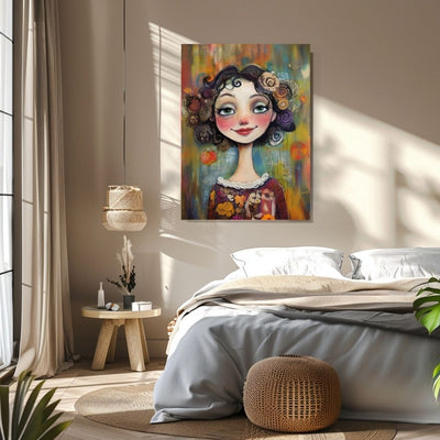 Radiant Blossoms – Whimsical Woman Portrait of Floral Elegance - Infusion Home