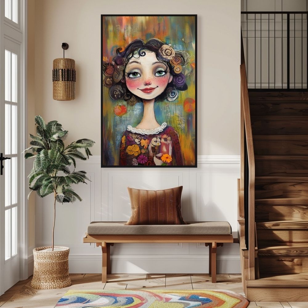 Radiant Blossoms – Whimsical Woman Portrait of Floral Elegance - Infusion Home