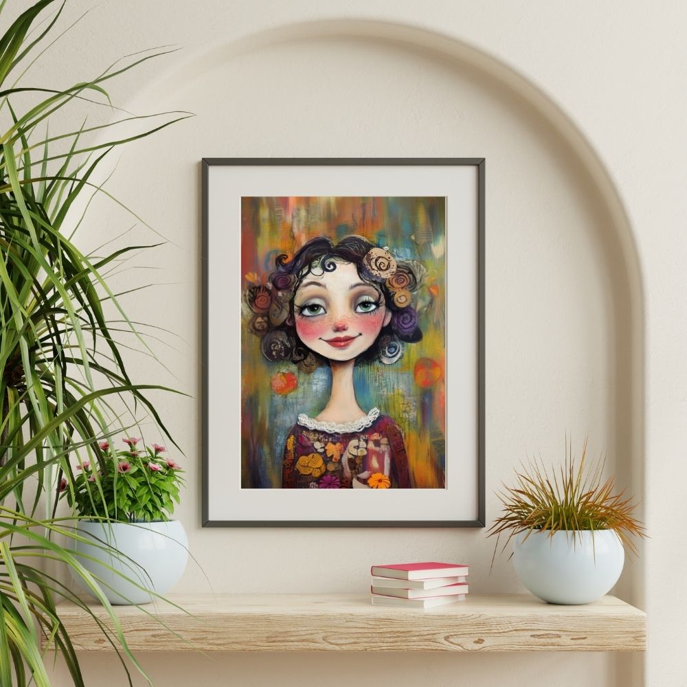 Radiant Blossoms – Whimsical Woman Portrait of Floral Elegance - Infusion Home