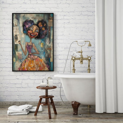 Radiant Smile – Colorful Mixed Media Woman Art - Infusion Home