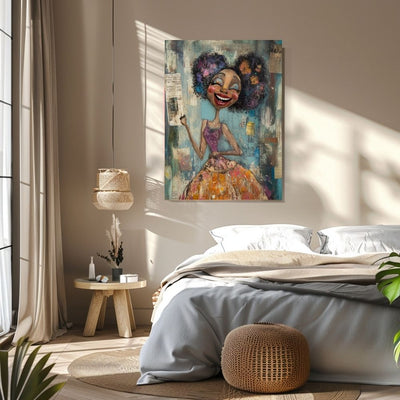 Radiant Smile – Colorful Mixed Media Woman Art - Infusion Home