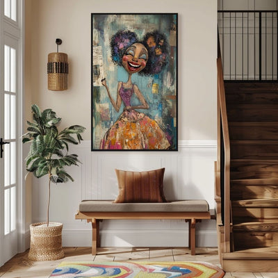 Radiant Smile – Colorful Mixed Media Woman Art - Infusion Home