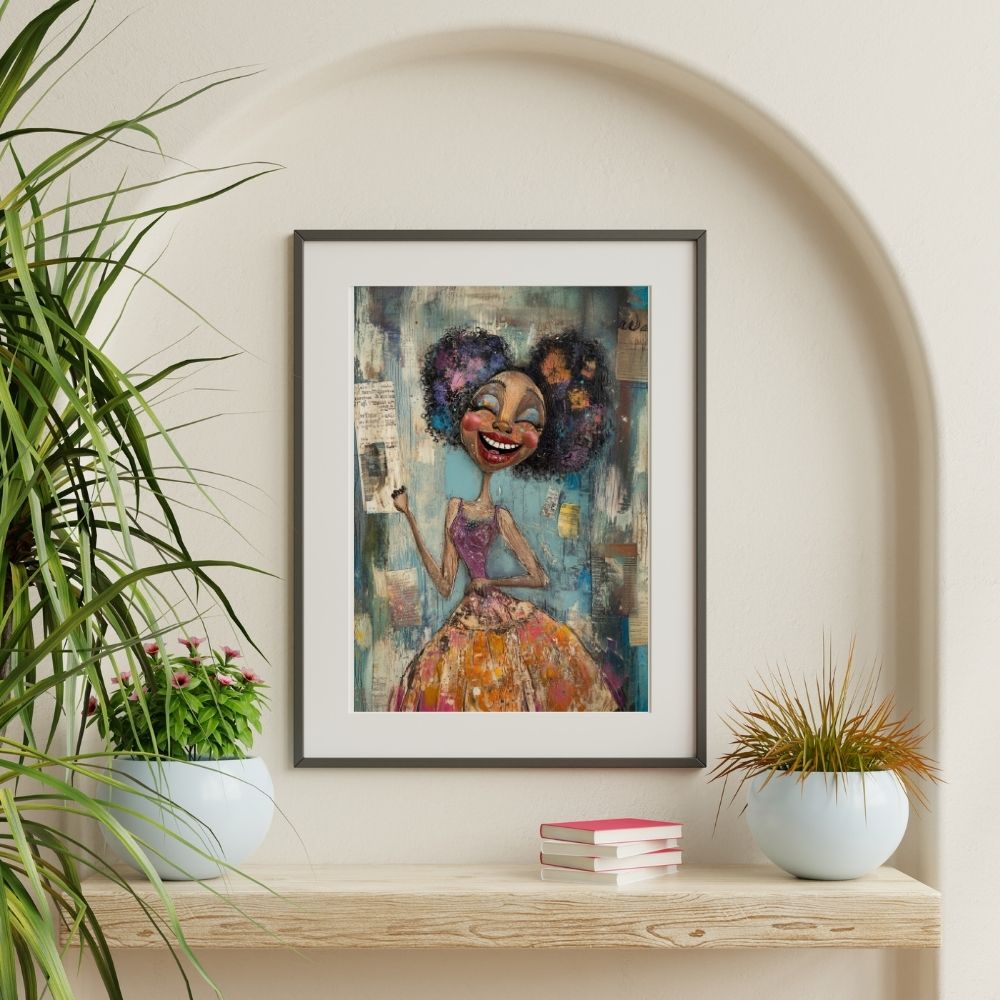 Radiant Smile – Colorful Mixed Media Woman Art - Infusion Home