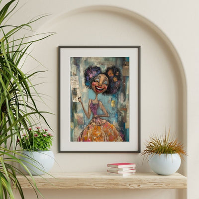 Radiant Smile – Colorful Mixed Media Woman Art - Infusion Home