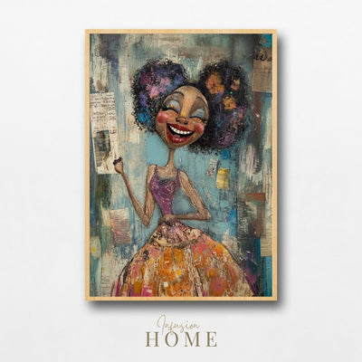 Radiant Smile – Colorful Mixed Media Woman Art - Infusion Home