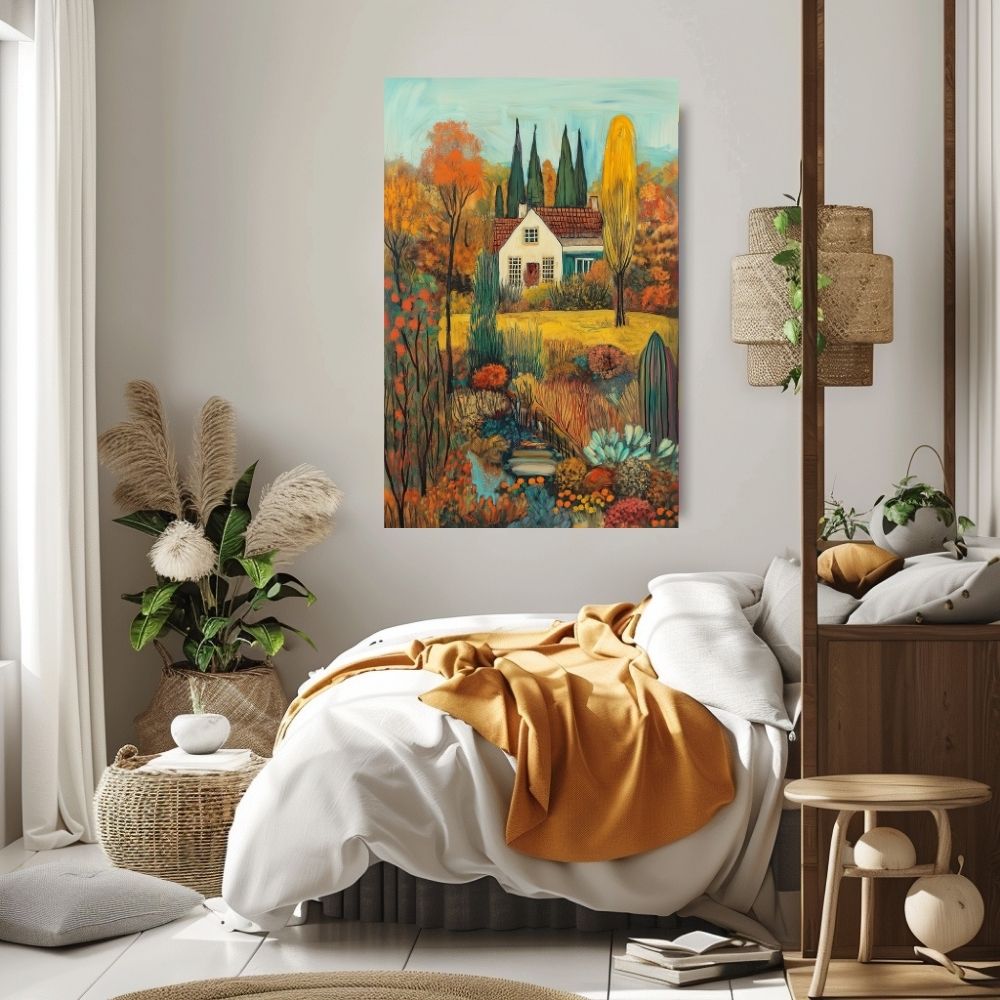 Rustic Charm – Warm Autumn Landscape with Vibrant Hues - Infusion Home