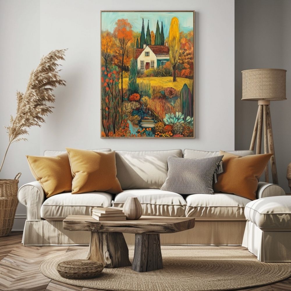 Rustic Charm – Warm Autumn Landscape with Vibrant Hues - Infusion Home