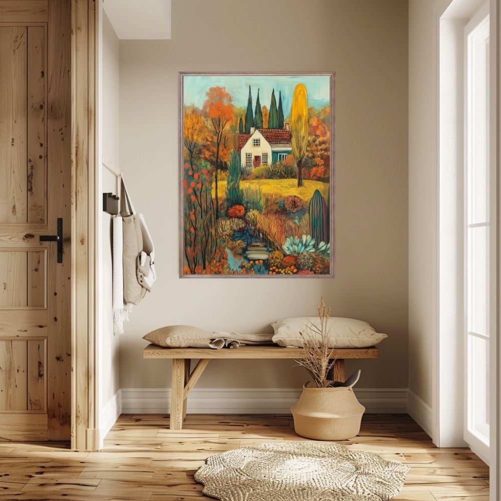 Rustic Charm – Warm Autumn Landscape with Vibrant Hues - Infusion Home