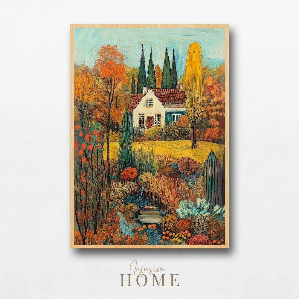 Rustic Charm – Warm Autumn Landscape with Vibrant Hues - Infusion Home