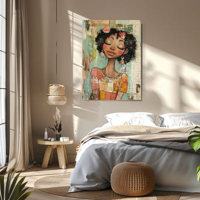 Serene Beauty – Whimsical Woman with Artistic Details - Infusion Home