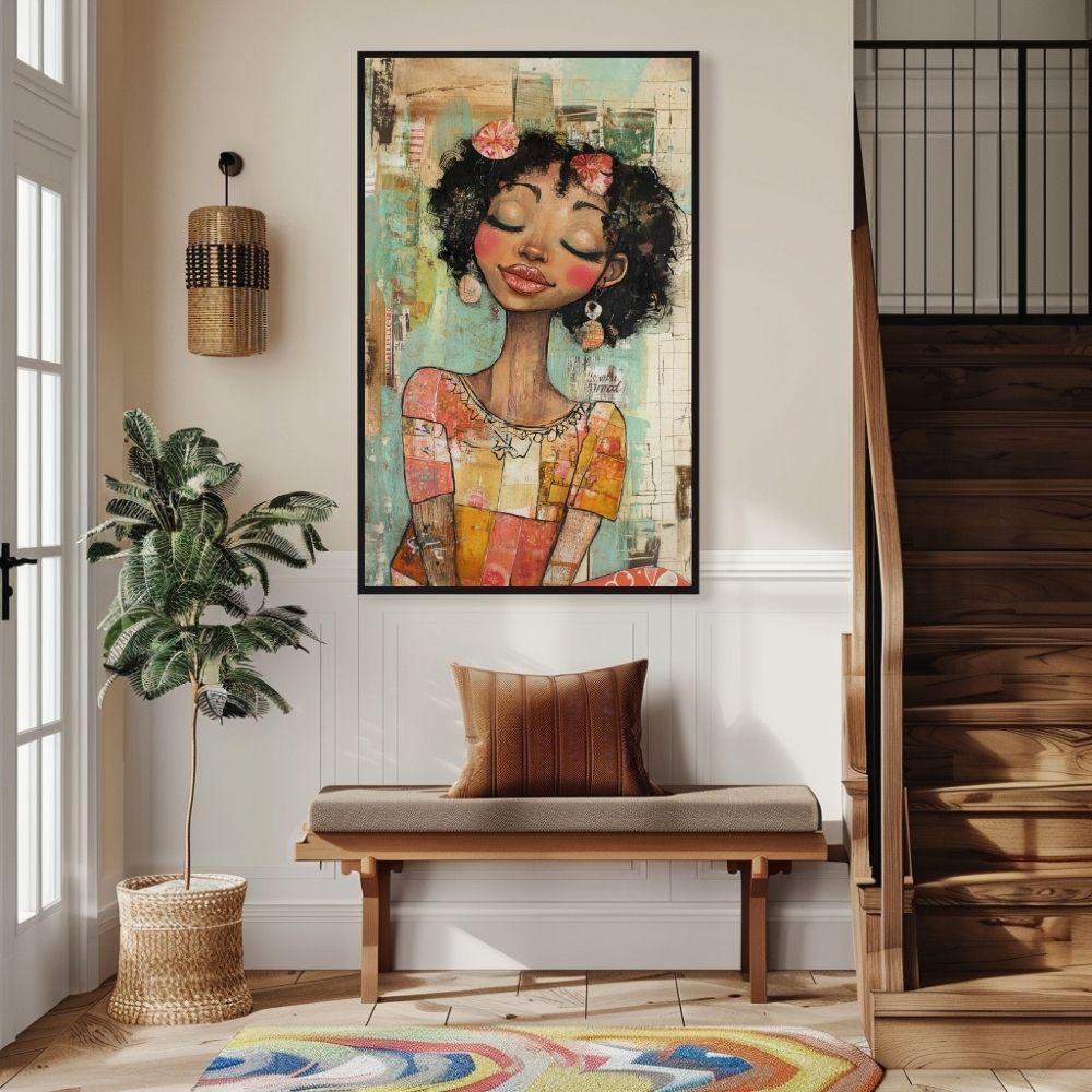 Serene Beauty – Whimsical Woman with Artistic Details - Infusion Home