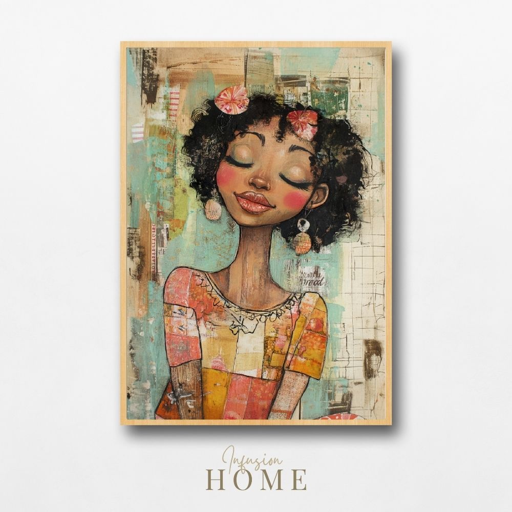 Serene Beauty – Whimsical Woman with Artistic Details - Infusion Home