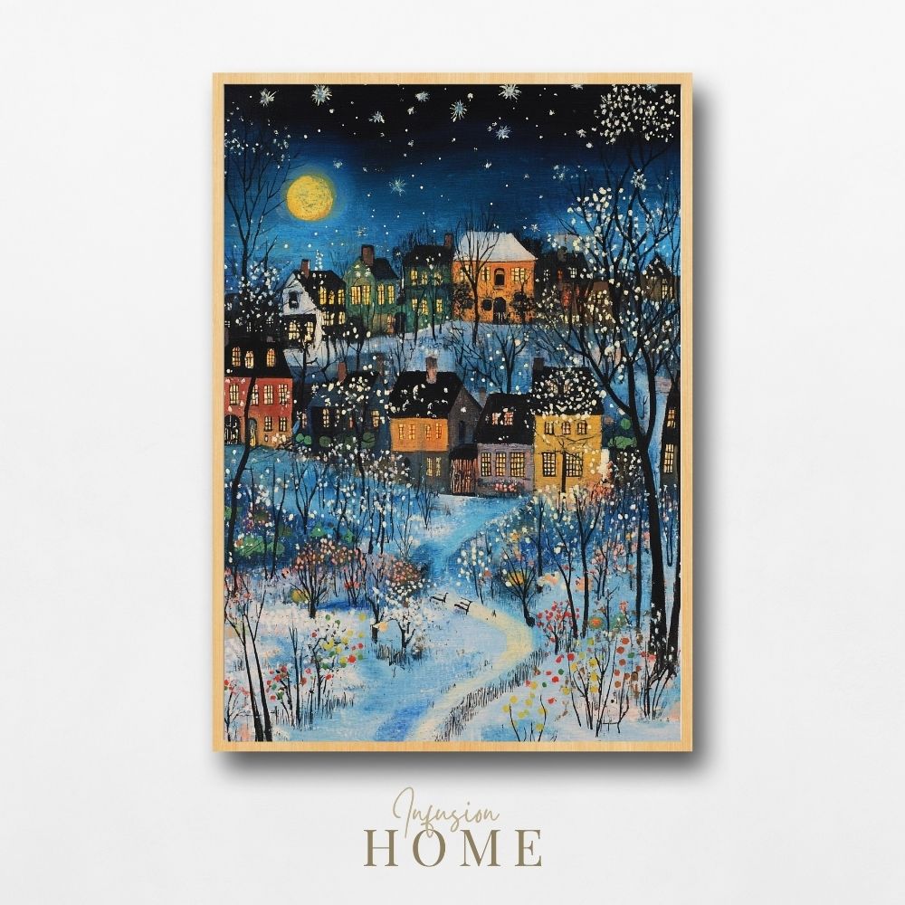 Starry Winter Night in a Quaint Village - Infusion Home