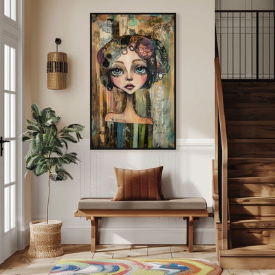 Subdued Charm – Woman Portrait in Whimsical Style - Infusion Home