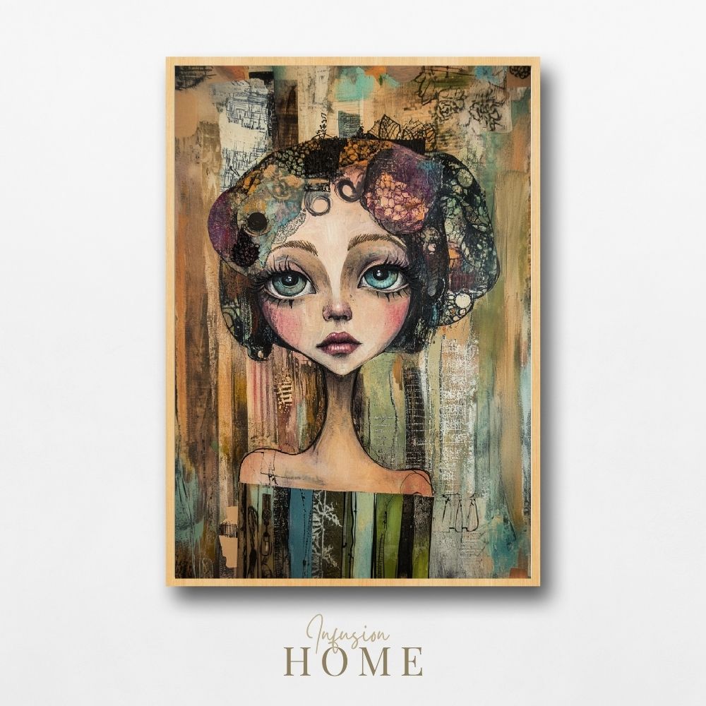 Subdued Charm – Woman Portrait in Whimsical Style - Infusion Home