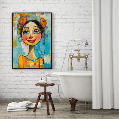 Vibrant Joy – Mixed Media Portrait with Whimsical Charm - Infusion Home