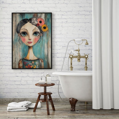 Whimsical Dream – Mixed Media Floral Woman Portrait - Infusion Home