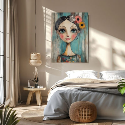 Whimsical Dream – Mixed Media Floral Woman Portrait - Infusion Home