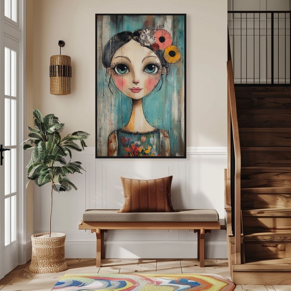 Whimsical Dream – Mixed Media Floral Woman Portrait - Infusion Home