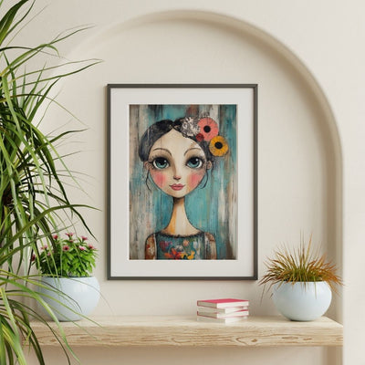 Whimsical Dream – Mixed Media Floral Woman Portrait - Infusion Home