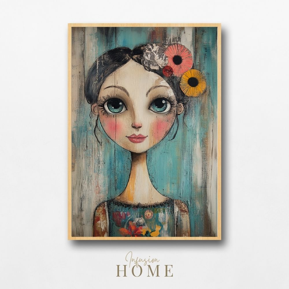 Whimsical Dream – Mixed Media Floral Woman Portrait - Infusion Home