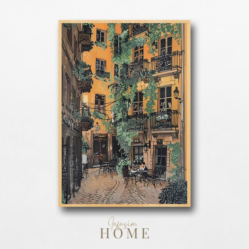 Golden Ivy-Covered Courtyard in a Peaceful Village Digital Art Download