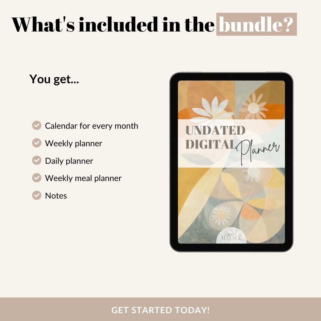 Undated Digital Planner – Printable & Fillable Digital Download